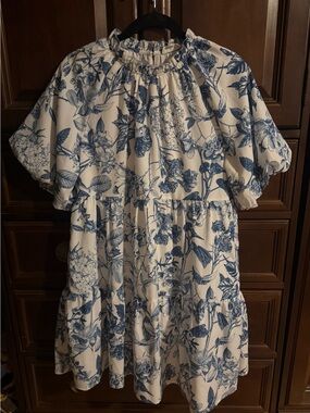 THML blue and white dress small